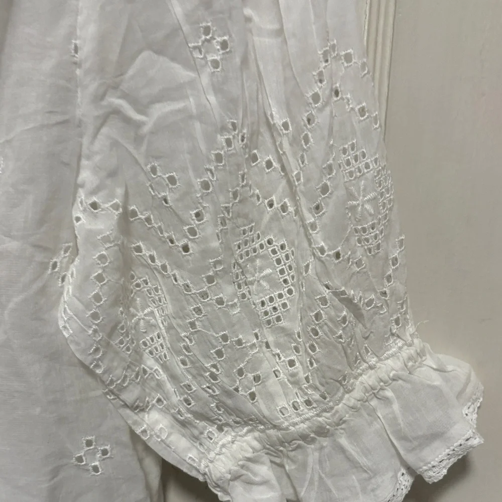 Madewell White Eyelet Ruffle Puffy Sleeve Blouse Top Brand New - Picture 5 of 15